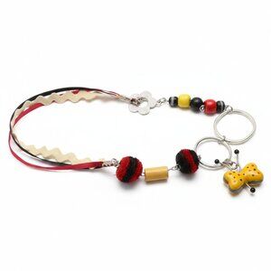 CREATION - Colorful Beaded Necklace Butterfly Pendant - yellow red black